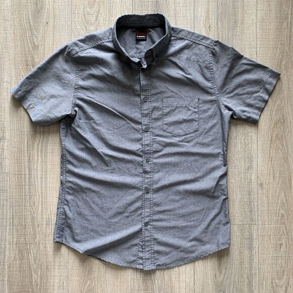 Tony Hawk Button Up Short Sleeve Shirt Collared Gray Men's Medium - Picture 1 of 6